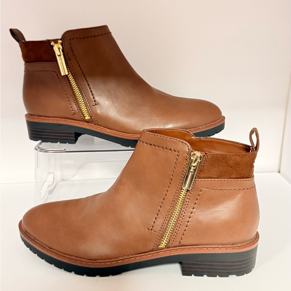 Tommy Hilfiger Tan Ankle Boots with Gold Accents